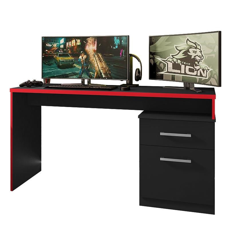 Mesa Para Computador Desk Gamer Drx-4000 Preto/vermelho - Pr Móveis