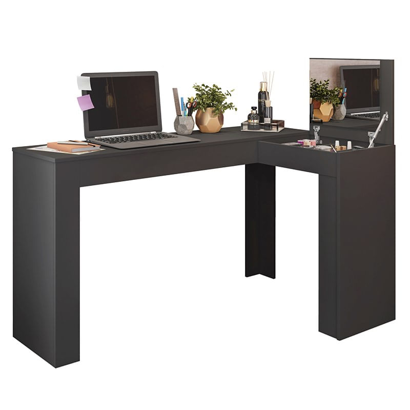 Escrivaninha Penteadeira Camarim De Canto Star Plus Preto - Mobler