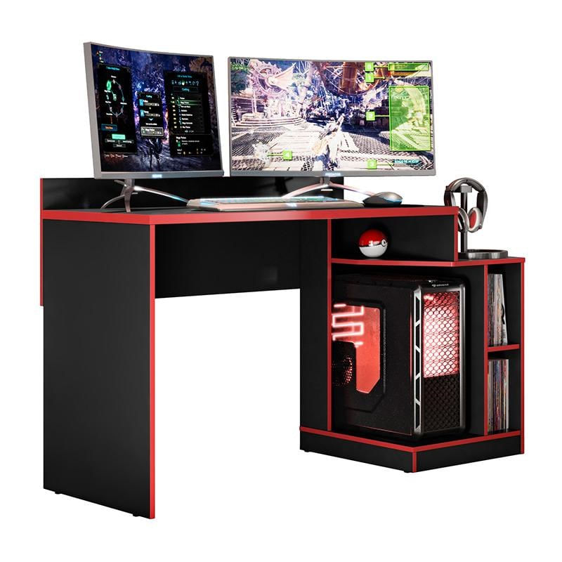 Mesa Para Computador Gamer Play Preto/vermelho - Pr Móveis