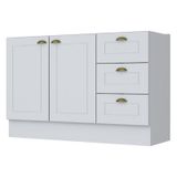 Balcão Pia 2 Portas E 3 Gavetas 120cm Americana Branco - Móveis Henn