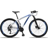 Bicicleta Aro 29 Quadro 17 Alumínio 27v Câmbio Shimano Freio Hidráulico Branco/Azul - Dropp