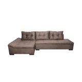 Sofá de Canto 5 Lugares Esquerdo com Chaise Guarapari Suede Café