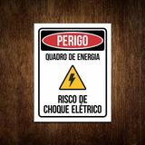 Placa Perigo Quadro De Energia Risco Choque Elétrico 27x35