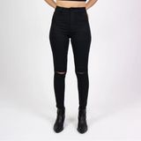 Calça Jeans Preta Destroyed Feminina Lady Rock