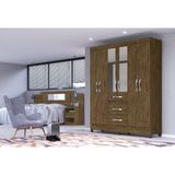 Guarda Roupa Casal Com Espelho 6 Portas 3 Gavetas Itatiba Moval Castanho Wood