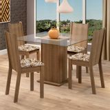 Conjunto Sala de Jantar Madesa Maya Mesa Tampo de Vidro com 4 Cadeiras