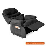 Poltrona Reclinável Barão Suede Liso Preto Império Estofados