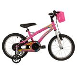 Bicicleta Athor Baby Aro 16 com Rodinhas e Cestinha - Rosa