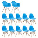 Conjunto 2 x cadeiras Eames DAW com braços + 10 cadeiras Eiffel DSW - Azul céu