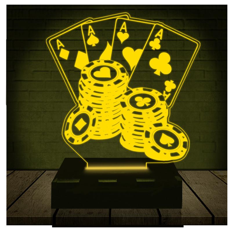 Luminária Led 3d | Poker Baralho Cartas | Abajur  2