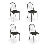 Conjunto com 4 Cadeiras de Cozinha Noruega Preto