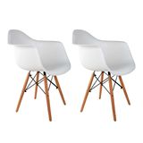 Conjunto com 2 Cadeiras Charles Eames com Braço I Branco