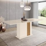 Mesa 200 X 90 Cm Sala De Jantar Cozinha Retangular Vidro Mdf Branco Off White Madeira Nature Flex