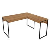 Mesa Angular Para Escritório Home Office Me4157 Mdp Amendoa/preto - Gran Belo