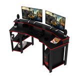 Mesa Para Escritório Home Office Gamer Me4167 Mdp Preto/vermelho - Gran Belo