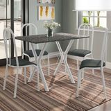 Conjunto de Mesa Miame 110 cm com 4 Cadeiras Madri Branco e Mesclado Petróleo