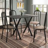 Conjunto de Mesa Miame 110 cm com 4 Cadeiras Madri Preto e Nature Bege