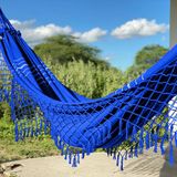 Rede De Descanso Confortável Lazer Cor Vermelho Com Azul