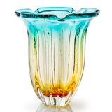 Vaso Em Cristal Murano Esmeralda E Âmbar  São Marcos