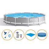 Piscina Estrutural 6.503 Litros Armação Prism + Capa + Filtro + Forro + Kit Limpeza- Intex