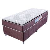 Cama Box com Colchão Solteiro Classic com Espuma D40 (62x88x188) Marrom e Bege