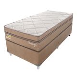 Cama Box com Colchão Solteiro Toronto Mola Ensacada (70x108x198) Dourado e Bege