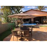 Jogo Conjunto Mesa Aluminio + Ombrelone Piscina Jardim Praia