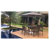Jogo Conjunto De Mesa 6 Cadeiras Aluminio Piscina Ombrelone