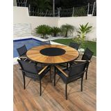 Jogo De Mesa Giratoria 6 Cadeias De Aluminio Piscina Jardim