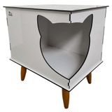 Casinha Cat Line Pet Gato Premium Mdf Pés Palito Champagne