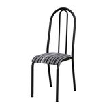 Cadeira Tubular Cromo Preto 056 Assento Preto Listrado