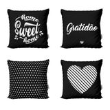 Capas De Almofadas Preto E Branco Gratidão Decorativas 40X40