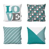 Capas De Almofadas Love Decorativas Verde Menta Para Sofá