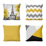 Capas De Almofadas Amarelo E Preto Geométricas Paris 40X40