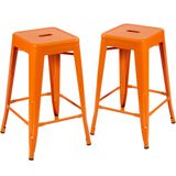 Kit - 2 x banquetas Iron Tolix - 66 cm - Industrial - Aço - Vintage - Laranja