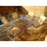 Jogo Conjunto Mesa Giratoria 6 Cadeiras Aluminio P/ Piscina