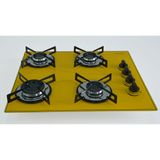 Cooktop 4 Bocas A Gás Chamalar Premium Mesa De Vidro Ultra Chama 151 Amarelo Bivolt