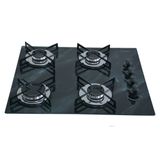 Cooktop 4 Bocas A Gás Chamalar Premium Mesa De Vidro Ultra Chama 126 Marmorizador Preto Bivolt