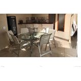 Jogo Conjunto De Piscina Mesa Aluminio E 6 Cadeiras Lótus