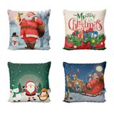 Kit Com 4 Almofadas De Natal Decoração Para Sofá 40X40