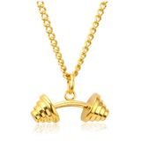 Colar Cordão Academia Peso Halter Folheado Ouro 18k