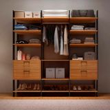 Guarda Roupa Closet Industrial 217cm 4 Gavetas 100% Mdf Tw404 Freijó/preto Fosco - Pradel