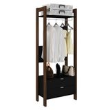 Guarda Roupa Solteiro Closet Az1011 Preto/nogal - Tecno Mobili