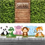 Kit Festa Safari Animal 6 Display + Painel Aniversário