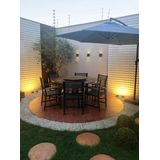 Mesa De Madeira Tampo Giratório + 6 Poltronas Piscina Jardim