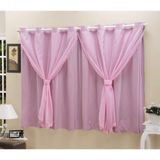 Cortina Blackout Pvc Com Tecido Voil 2,80 M X 1,80 M Rosa