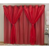 Cortina Blackout Pvc Com Tecido Voil 2,80M X 2,30M Vermelho