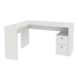 Mesa Com 2 Gavetas Para Escritório Home Office Mdp Branco