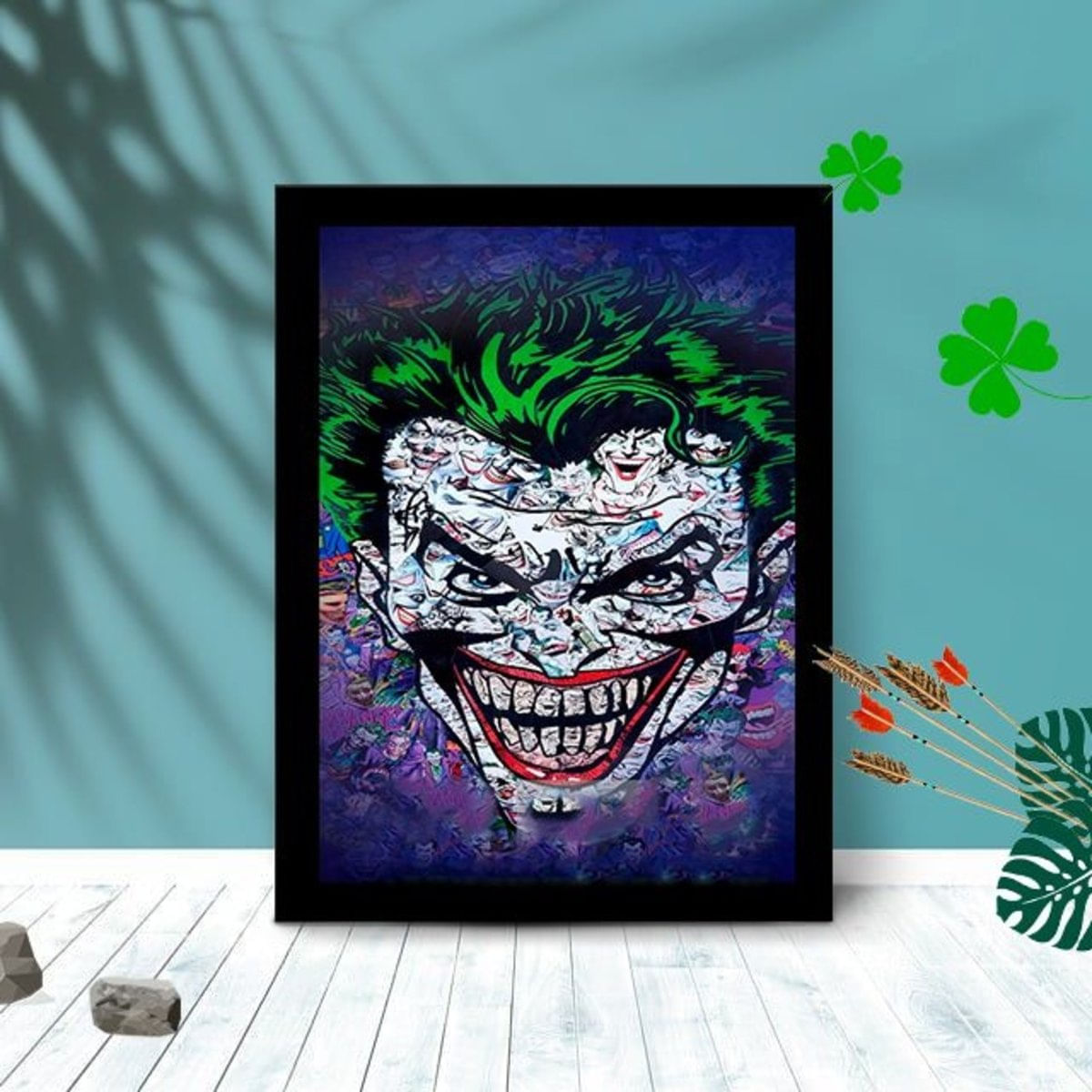 Quadro Decorativo Coringa Cabelo Verde C/ Moldura e Vidro