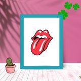 Quadro Decorativo Língua Rolling Stones C/ Moldura e Vidro